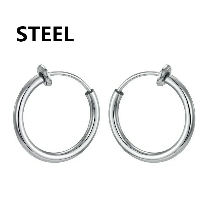1 Pair Punk Stealth Clip On Earrings | No Hole Ear Cuff and Helix Ring Set