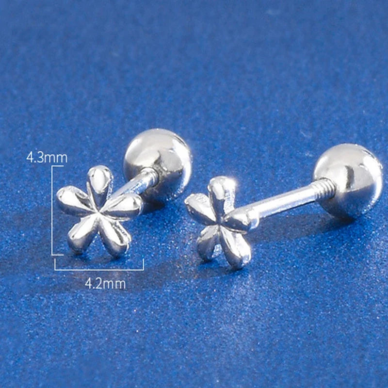 EVSIPOL Tiny Stainless Steel Screw Back Flower Stud Earrings for Women Girls Simple Cute Cartilage Targus Helix Piercing Jewelry