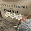 2pcs Sweet Fashion Korean Style Pearl Flower Clip Womens Bangs Clip Elegant Designed Duckbill Hair Rhinestone Accessory Pair Set