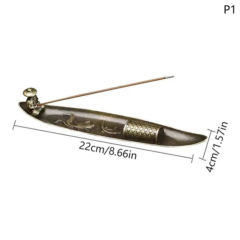 Traditional Japanese Incense Holder Old Men Fishing Boat Design | Aromatherapy Ornament for Home Decor