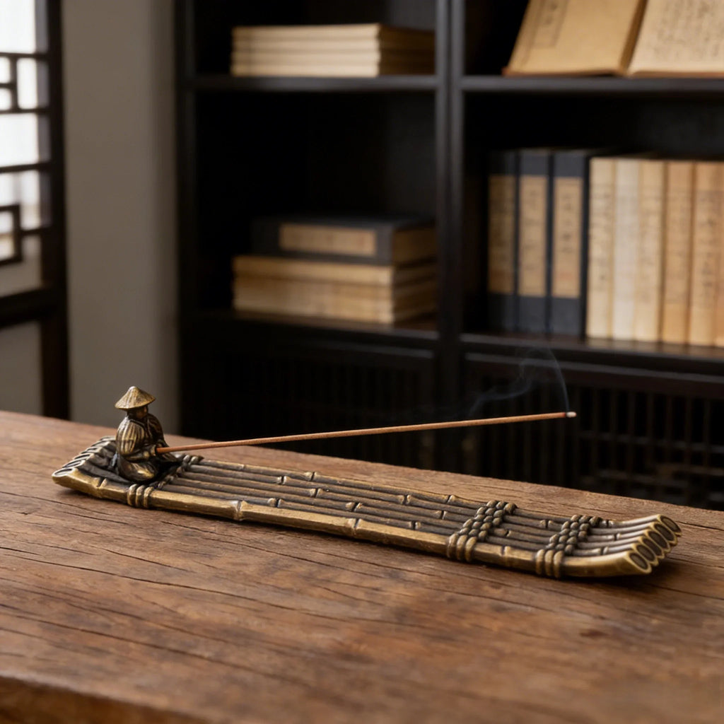 Creative Incense Holder Boat | Old Men Fishing Japanese Style Incense Stick Burner