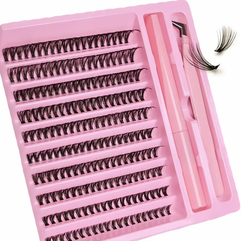 DIY Lash Extension Kit 200pcs Self Grafting D Curling False Eyelash Clusters With Bond And Tweezers Ideal For Easy Makeup