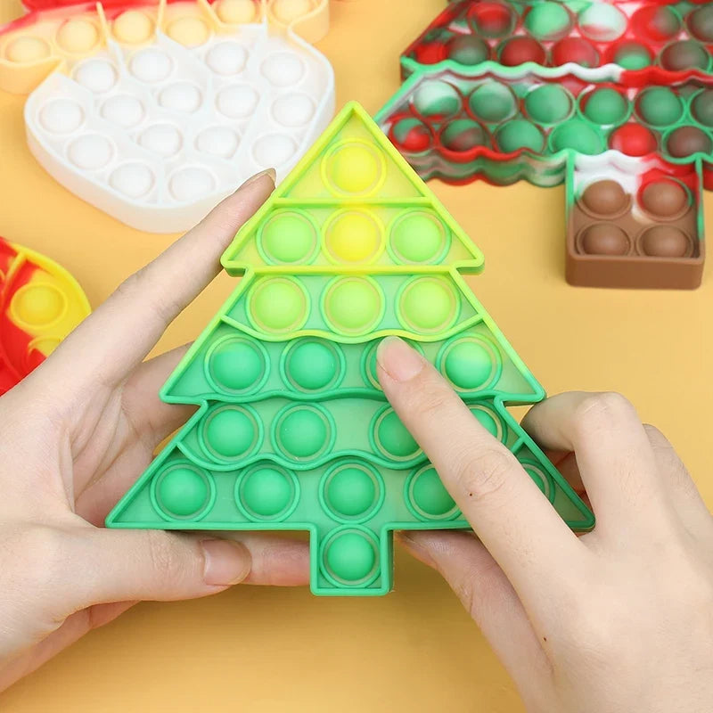 Christmas Pop Fidget Toy Santa Claus Xmas Tree | Silicone Stress Relief Party Gift