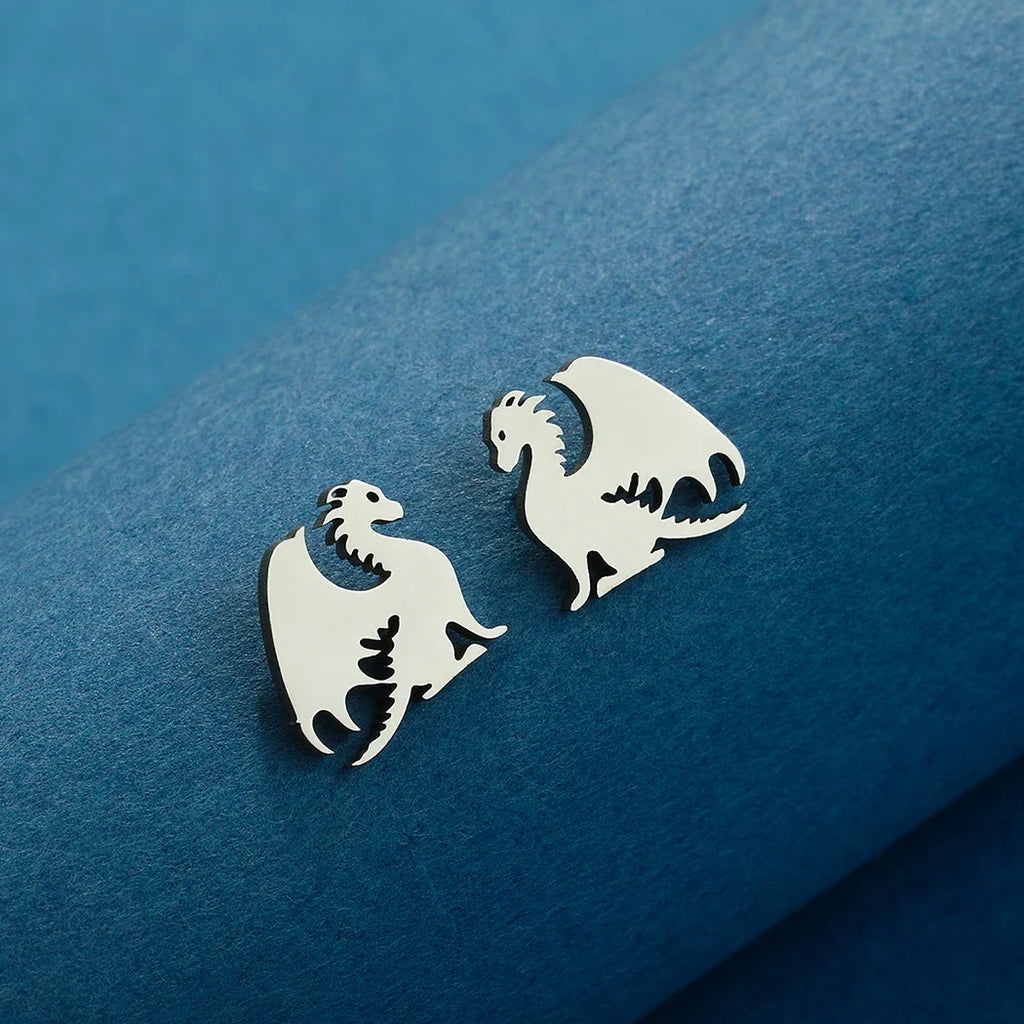 Punk Black Western Dragon Ear Stud | Stainless Steel Stud Earrings