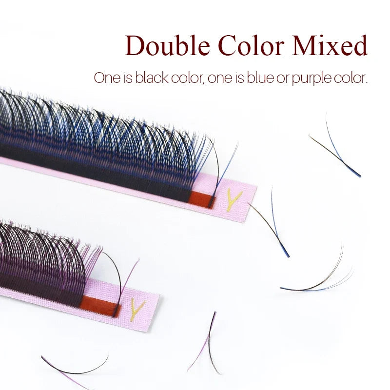 SONG LASHES Y Shape Ombre Color Lashes Two tip C/D Curl Premade Volume Lashes Individual Eyelash Extension Supplies