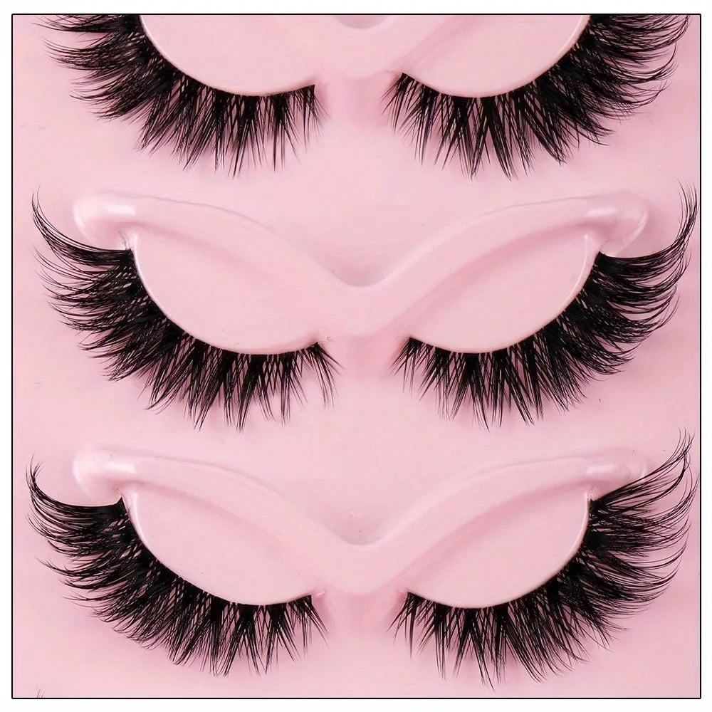 5 Pairs of Dramatic Cat Eye Fake Eyelashes - Natural, Long, Winged, and Elongated for a Flawless Makeup Look.