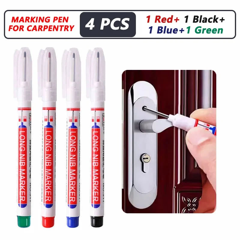 Deep Hole Long Nib Markers for Metal Wood Tile | 8-Pack Waterproof Marking Pens