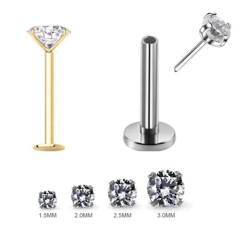 1pc 20G-16G Stainless Steel Monroe Lip Stud Ring, Tragus Helix Conch Cartilage Earring Piercing Lip Labret Piercing Jewelry