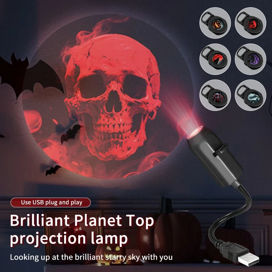 5V USB Projection Lamp with Interchangeable Theme Strips | Indoor Ceiling Decor