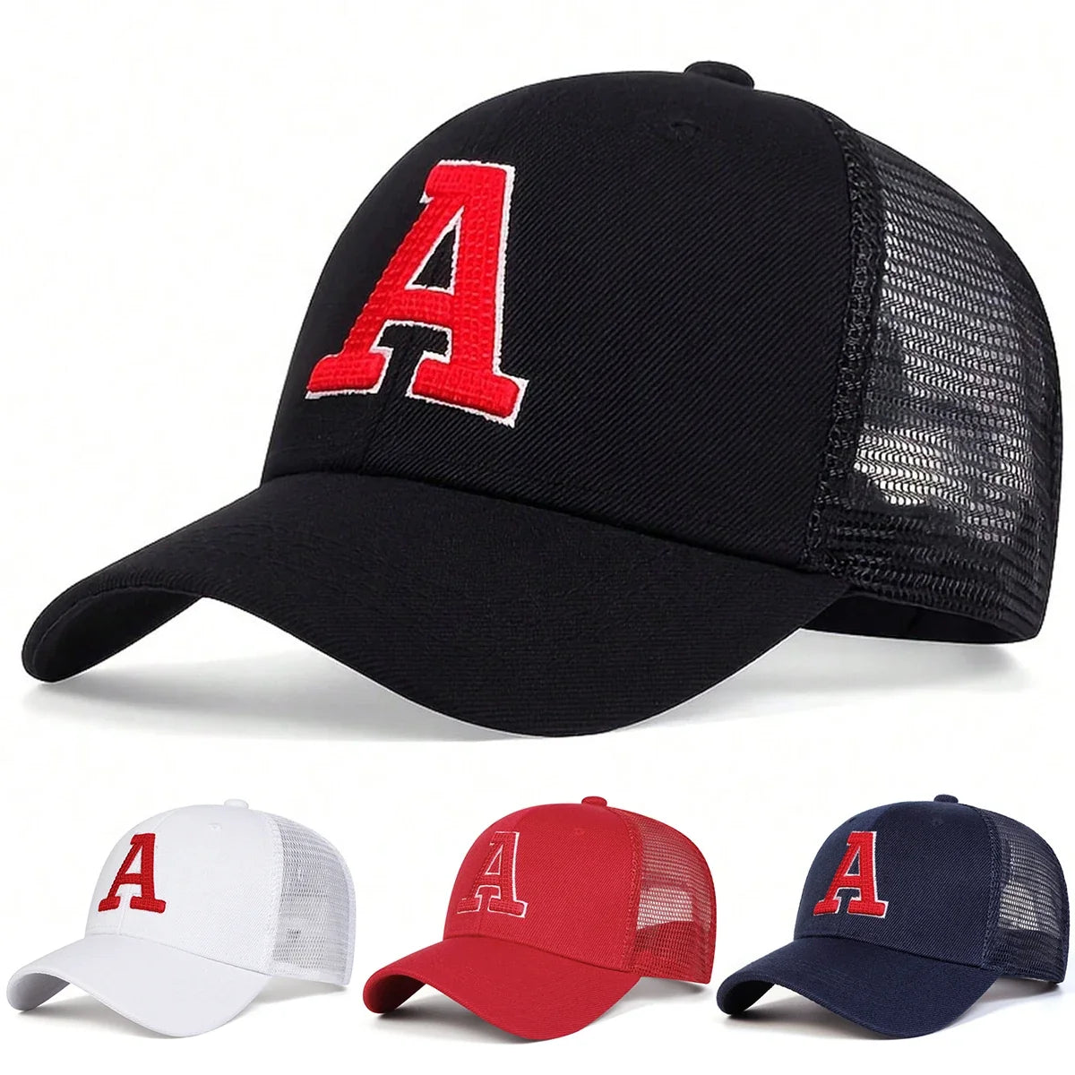 Unisex A Letter Embroidered Baseball Cap | Spring Summer Outdoor Adjustable Sun Hat