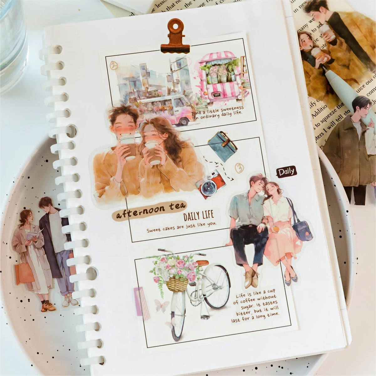 Yoofun 30pcs Cute Girl's Happy Life Character Stickers | Journaling Scrapbooking Planner Decor