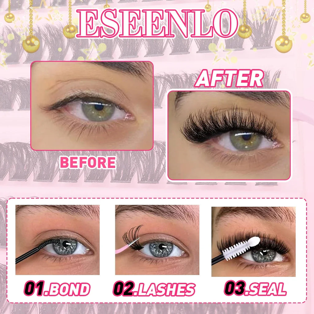 Individual Lashes 8-16mm 200pcs Cluster Lashes Natural Look Mixed Tray DIY Eyelash Extension Volume Lash Clusters Eyelashes Long