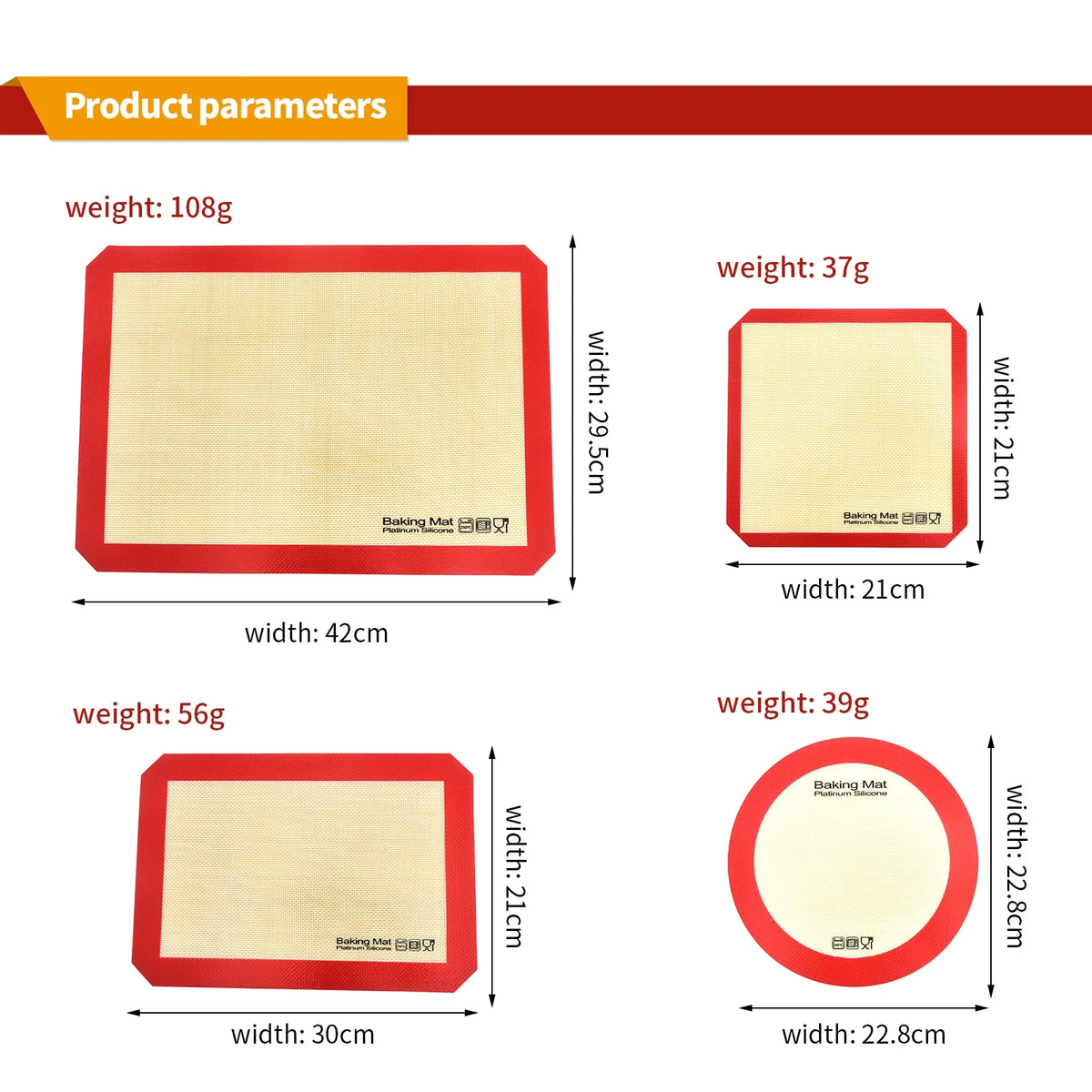 Silicone Baking Mat | Non Stick Heat Resistant Board for Kneading and Rolling