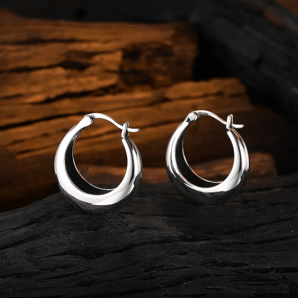LiHong Real 925 Sterling Silver U Shape Hoop Earrings | Vintage Fine Jewelry for Women