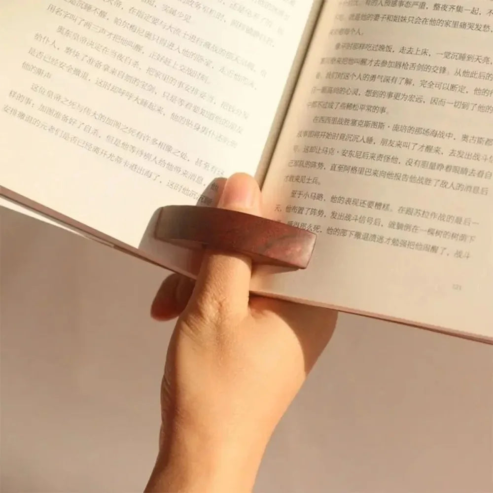 Solid Wood Thumb Book Support Book Page Holder Reading Finger Ring Page Clamp Convenient Bookmark School Office Supplies