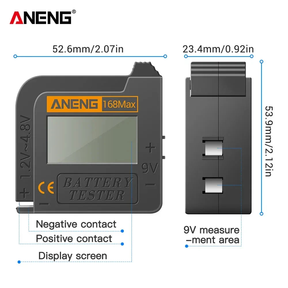 ANENG 168Max Digital Lithium Battery Tester | Universal Capacity Checker for AAA AA Button Cells