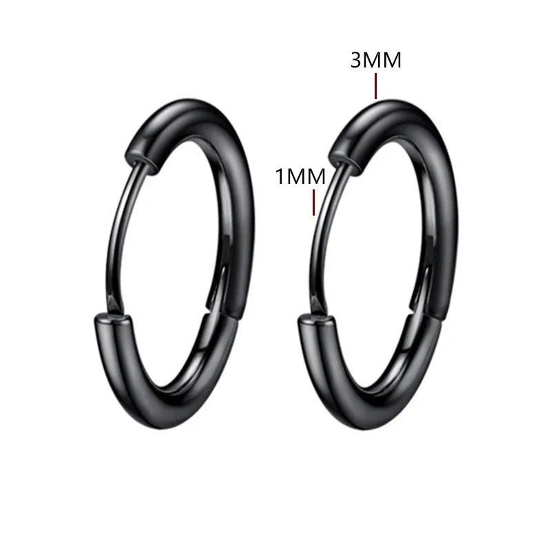 2pc Stainless Steel Small Hoop Earrings | Unisex Punk Hip Hop Huggie Earrings