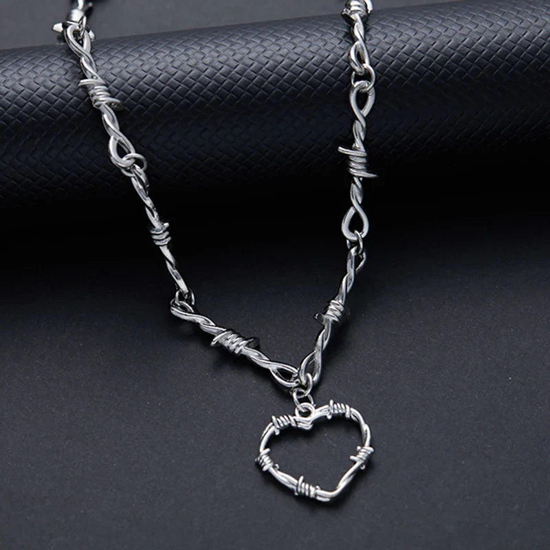 Barbed Wire Choker Necklace | Gothic Punk Thorns Chain for Women