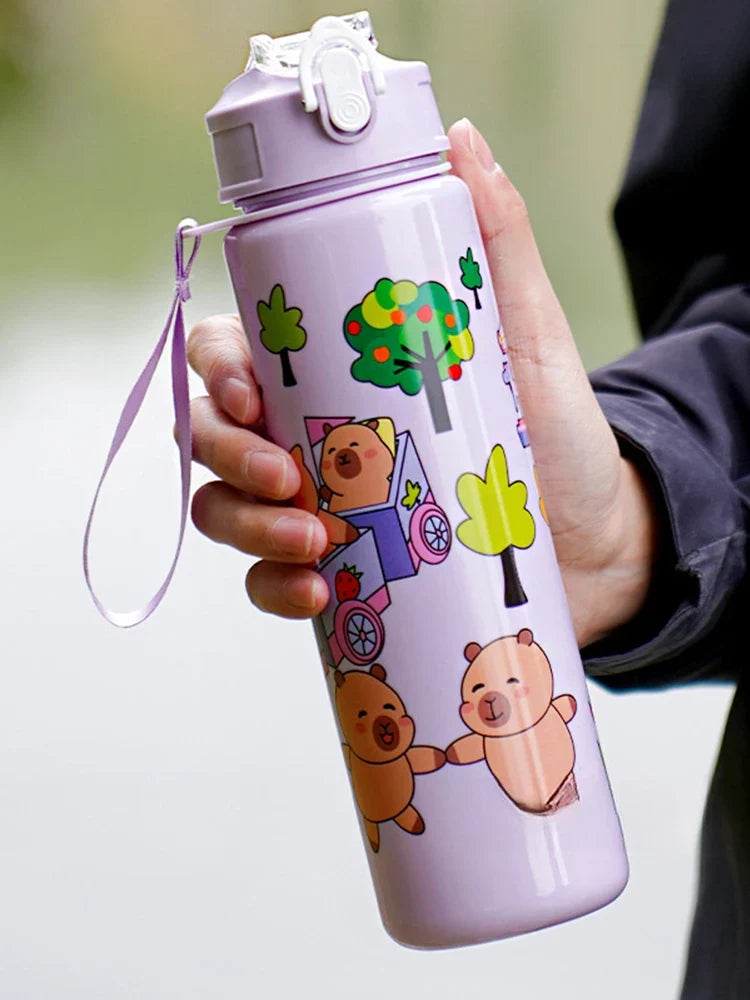 700ml Capybara Cute Water Cup with Straw & Handle | Large Capacity Sports Water Bottle