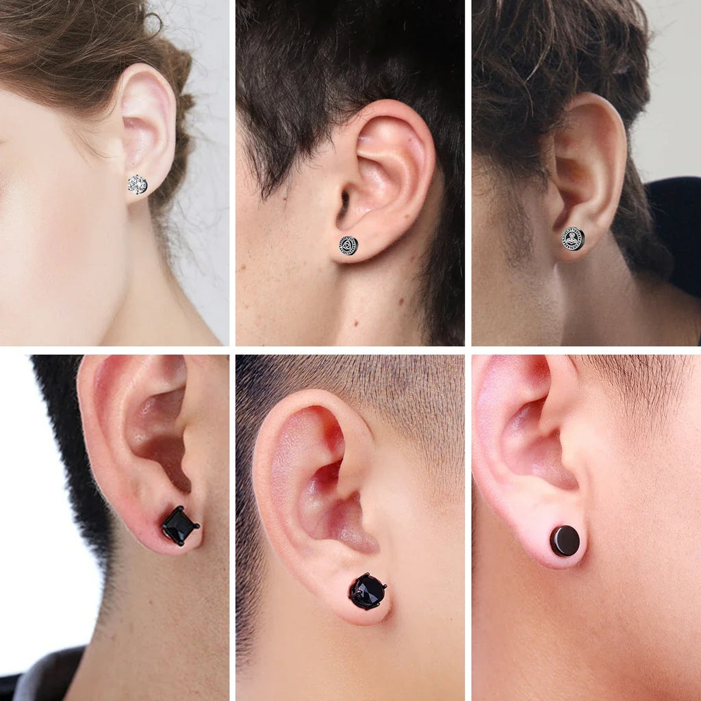 Fashion Crystal Magnetic Clip Ear Stud | Non Piercing Earrings for Men Women