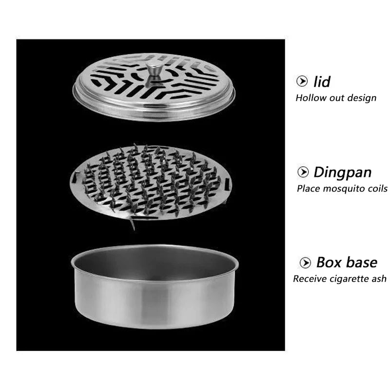 Stainless Steel Mosquito Coil Holder with Cover | Round Mosquito Coil Tray