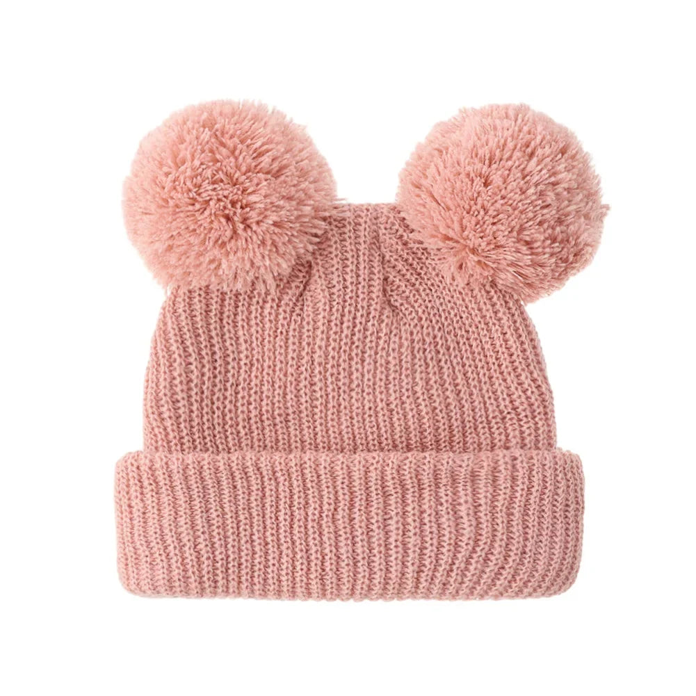 0-12M Solid Knitted Cute Pom Pom Cap | Newborn Baby Turban Hat