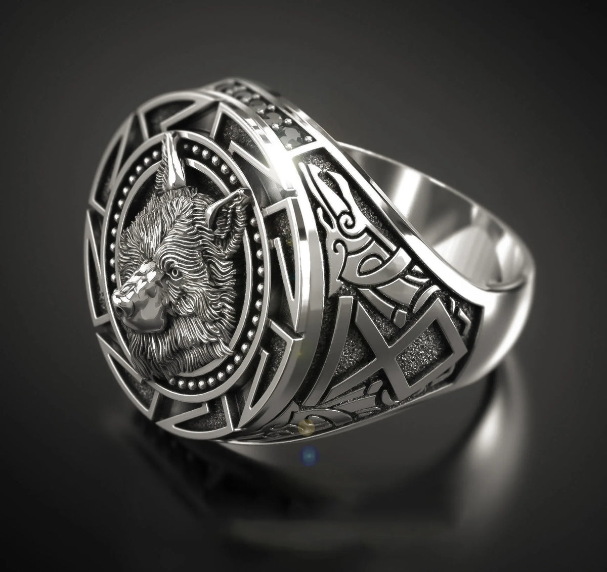 925 Sterling Silver Wolf Head Ring | Retro Warrior Design