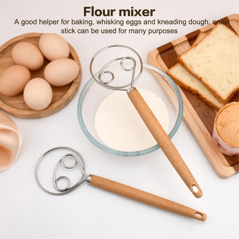 10 Inch Danish Dough Whisk | Hand Blender for Bread, Batter, and Eggs
