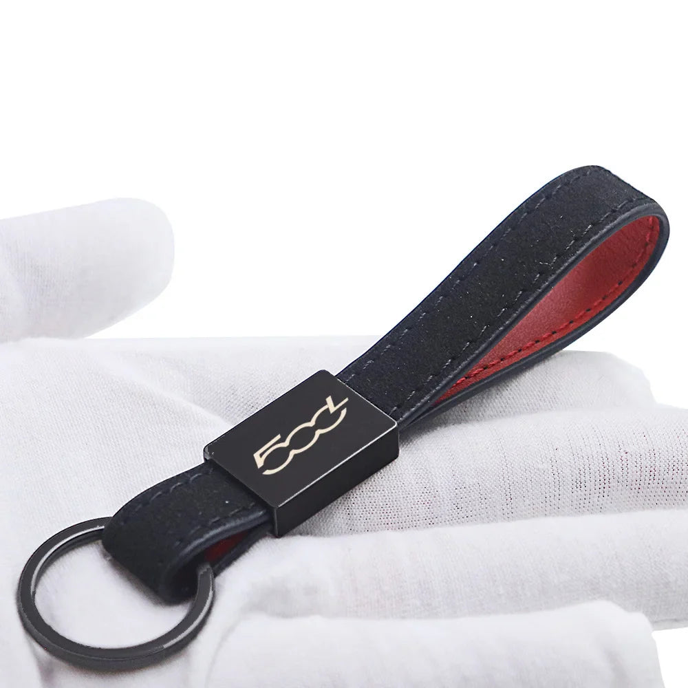 Fiat 500 Keychain Leather | Car Accessory Key Ring