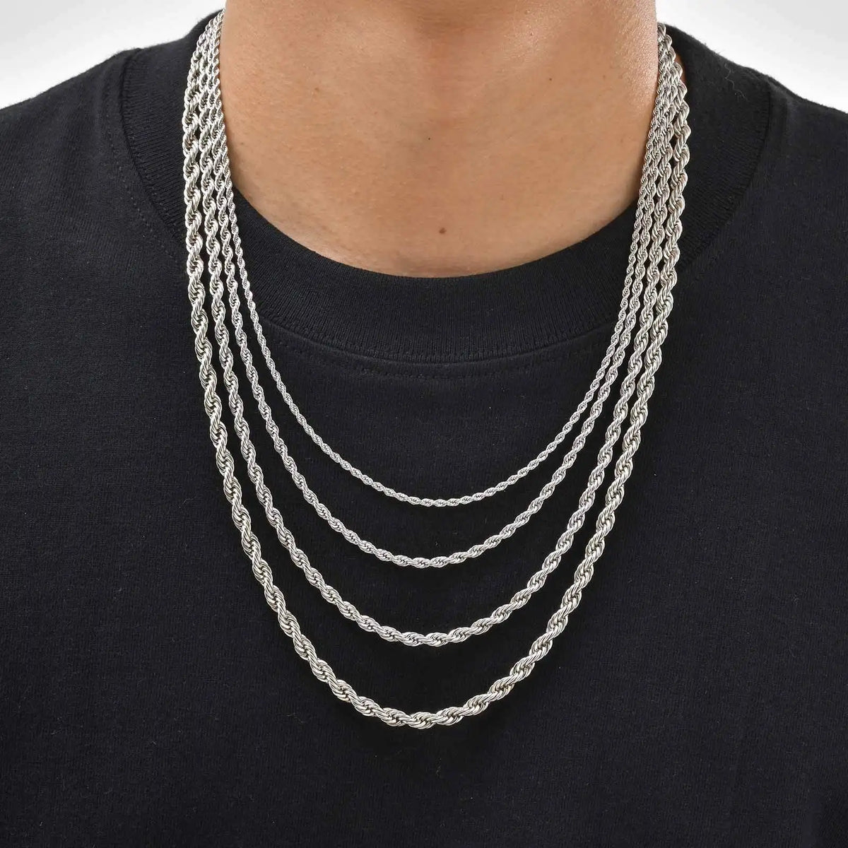 Vnox Twist Rope Chain Necklace for Men Women | Waterproof Stainless Steel Unisex Chain