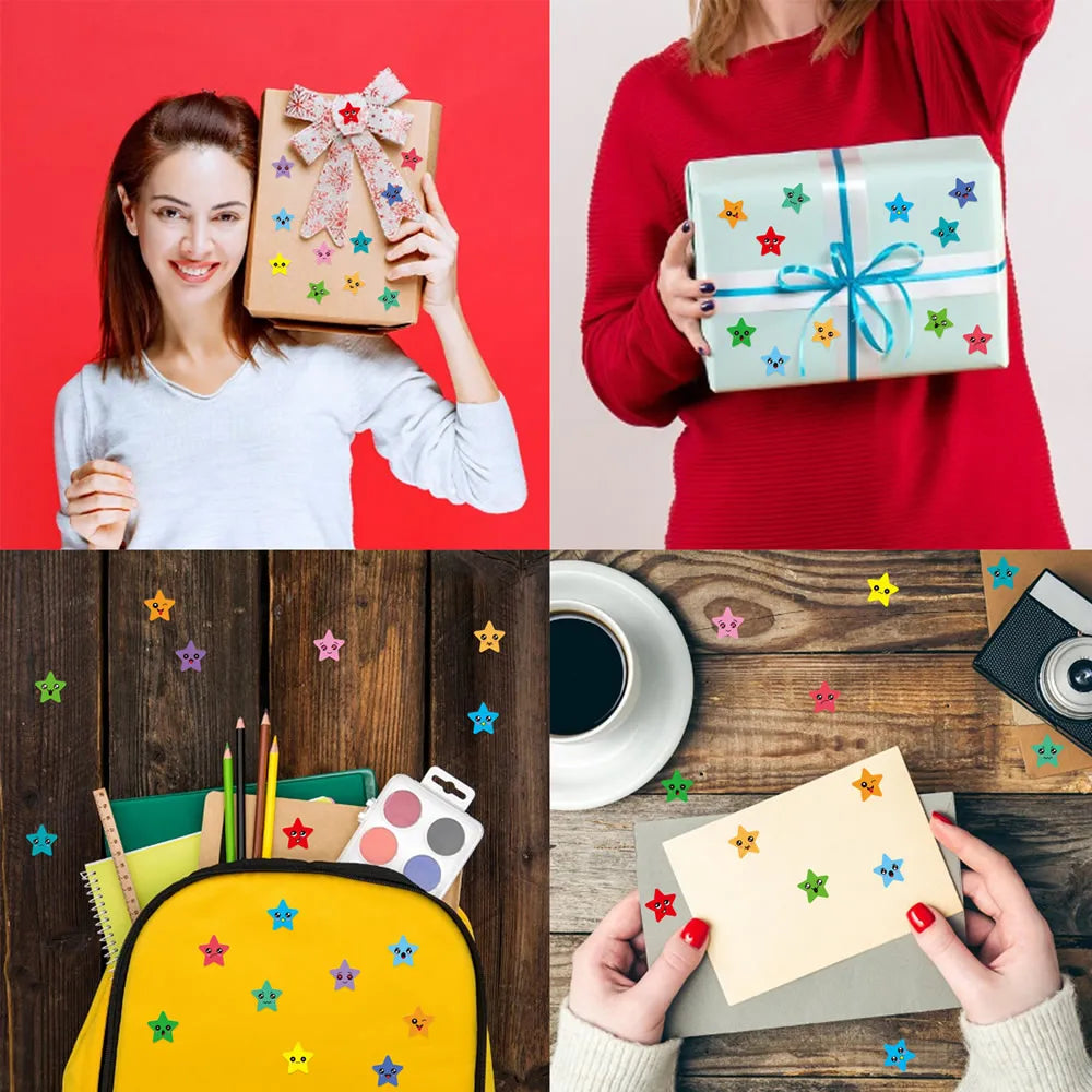 Happy Face Star Sticker Pack | Reward Stickers for Kids, DIY Craft Decorations
