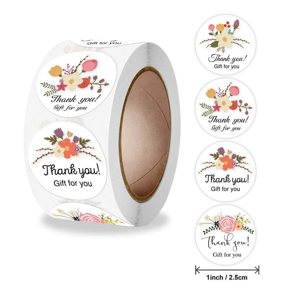 1 Inch Pink Thank You Sticker Labels | Small Business Package Seals