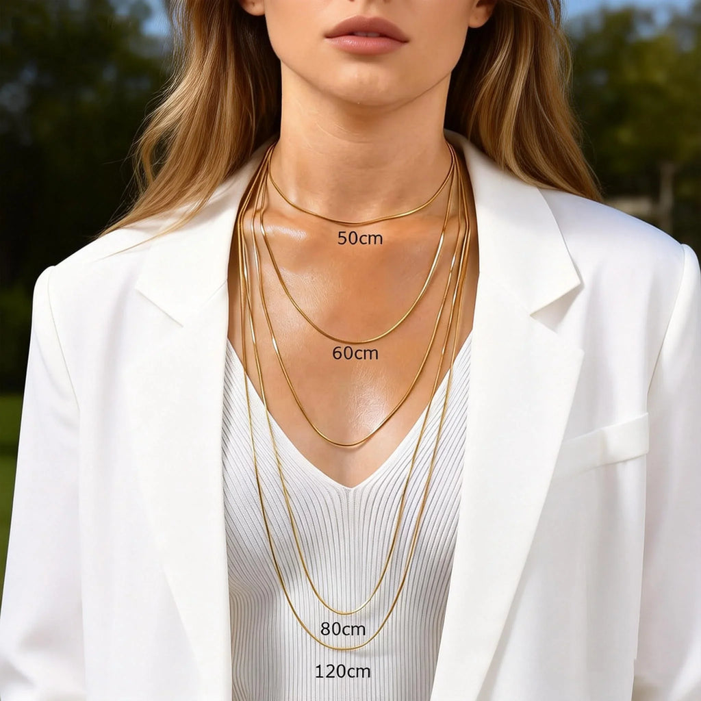 Stainless Steel Gold Square Snake Chain Necklace | Unisex Minimalist Jewelry