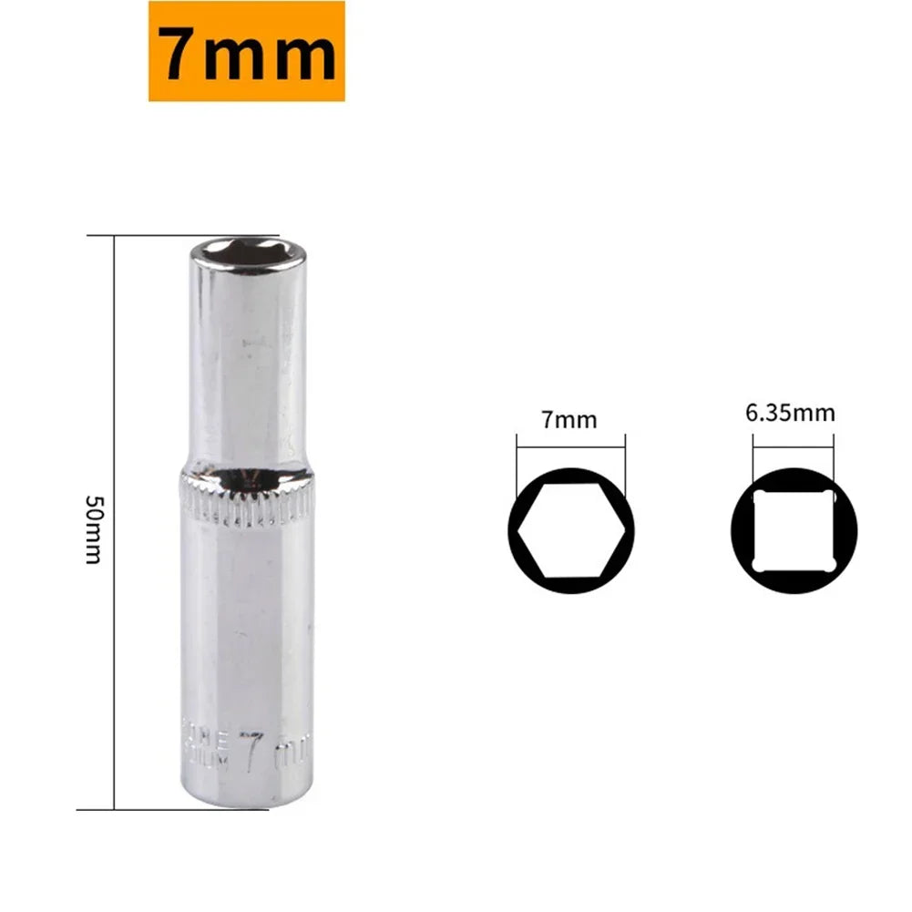 1/4 Hex Drive Deep Socket Adapter Set | Chrome Vanadium Steel Impact Socket Wrench