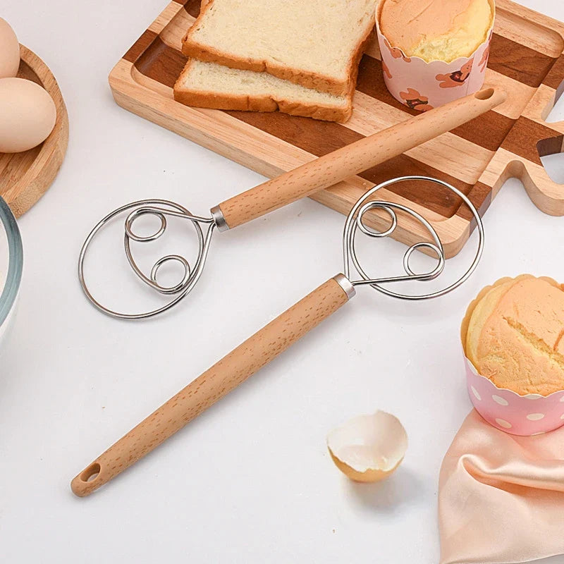 10 Inch Danish Dough Whisk | Hand Blender for Bread, Batter, and Eggs