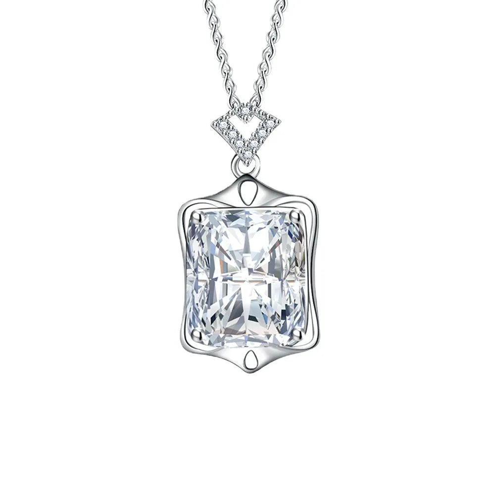 925 Sterling Silver Necklace Rectangular Zircon Pendant Necklace Women Fashion Simple Birthday Party Wedding Jewelry Gift