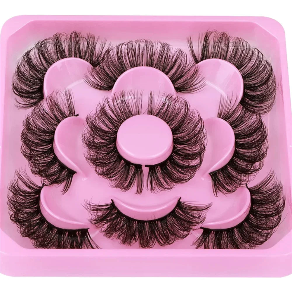5 Pairs Russian Strip Lashes Fluffy Mink Lashes 3D False Eyelashes Russian Volume Eyelashes Fake Eyelash Extension Make Up