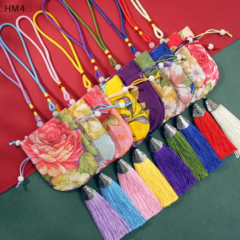 Chinese Style Embroidery Tassel Gift Pouch | Lotus Scented Sachet Bag