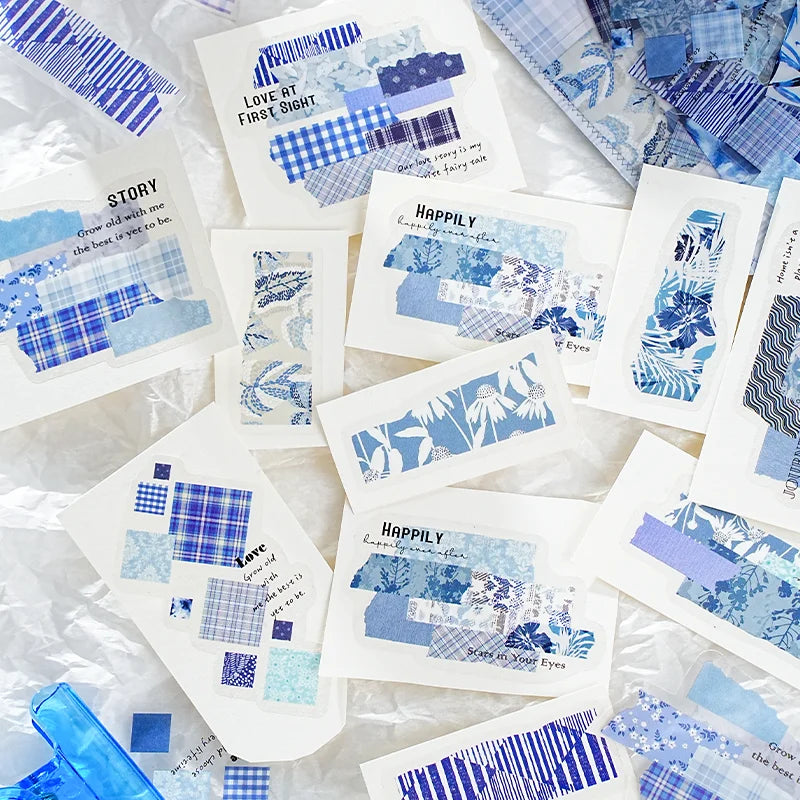 Fragmented Verse Patchwork Fabric PET Sticker Pack | 120pcs DIY Craft Stickers