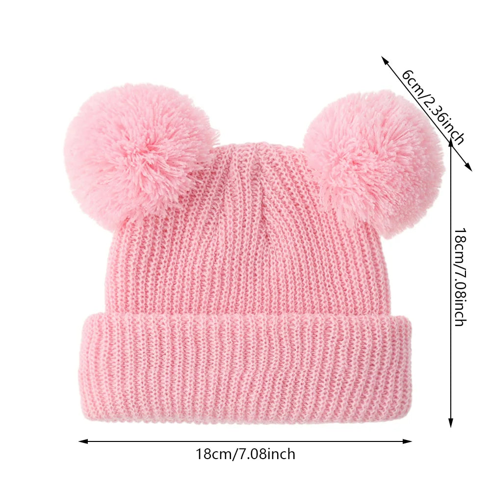 0-12M Solid Knitted Cute Pom Pom Cap | Newborn Baby Turban Hat