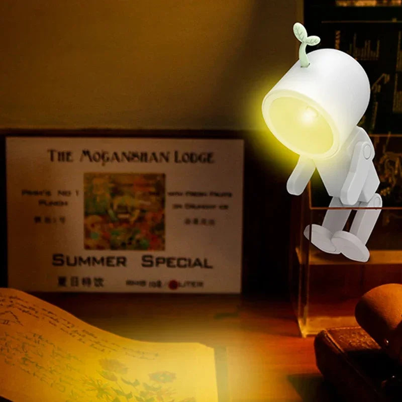 Creative Astronaut Magnetic Night Light | LED Mini Square Robot Book Lamp