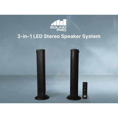 SoundPro 2-in-1 LED BT Stereo Speaker System with RGB Lighting Effects