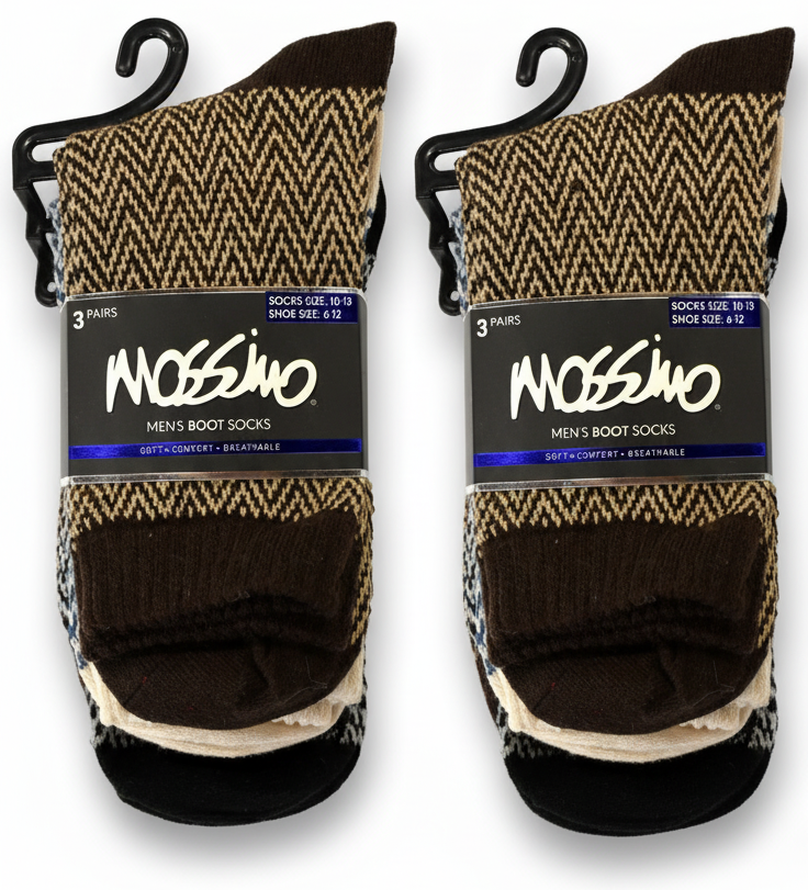 6-Pairs Mossimo Men’s Herringbone Boot Socks – Value Pack (Soft, Warm & Breathable)