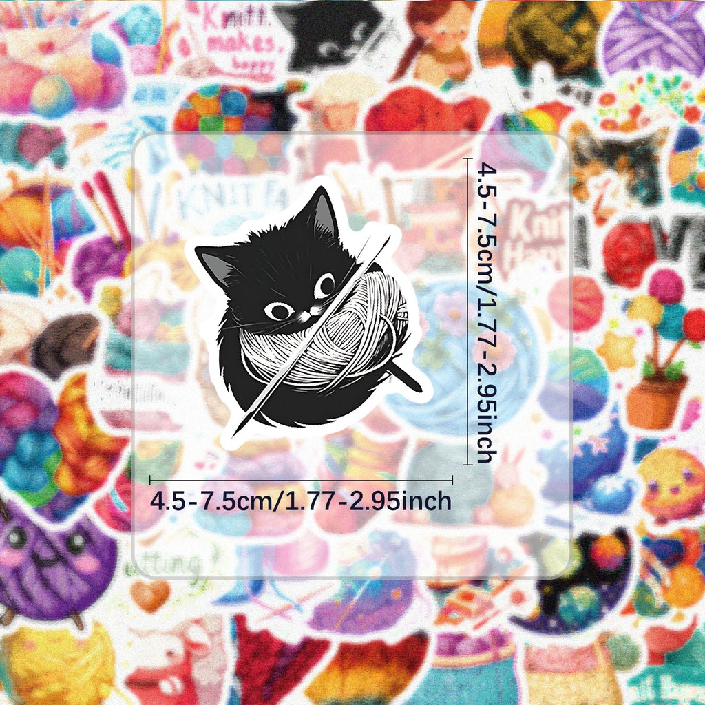 50 Creative Yarn Doodle Stickers Set | Vibrant Decals for Laptops and Water Bottles