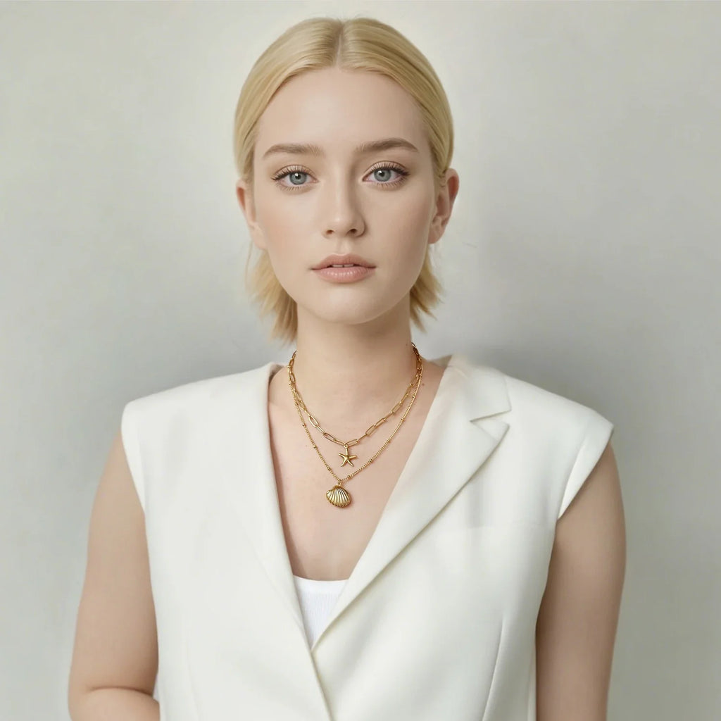 Double Layer Seashell Necklace | Summer Beach Jewelry for Women