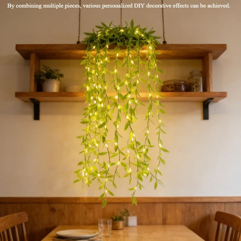 Willow Leaf Curtain String Lights | Battery Powered Decorative Fairy Lights