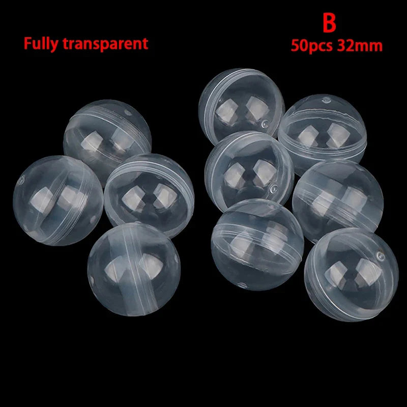 50 Clear Plastic Capsules for Party Favors and Vending Machines | 32mm