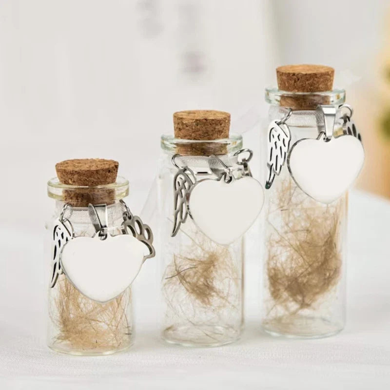 Pet Memorial Bottle for Pet Hair | Dog Cat Fur Keepsake with 3 Silver Accessories