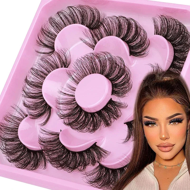 5 Pairs Russian Strip Lashes Fluffy Mink Lashes 3D False Eyelashes Russian Volume Eyelashes Fake Eyelash Extension Make Up