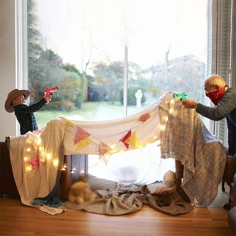 Folding Rubber Band Shooter Keychain Gun | 60-Piece Party Toy Set for Family Fun